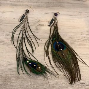 Peacock feather earrings